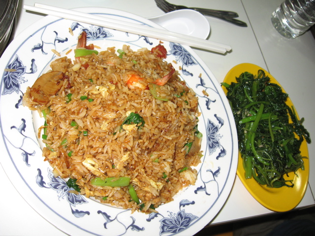 Fried rice, watercress