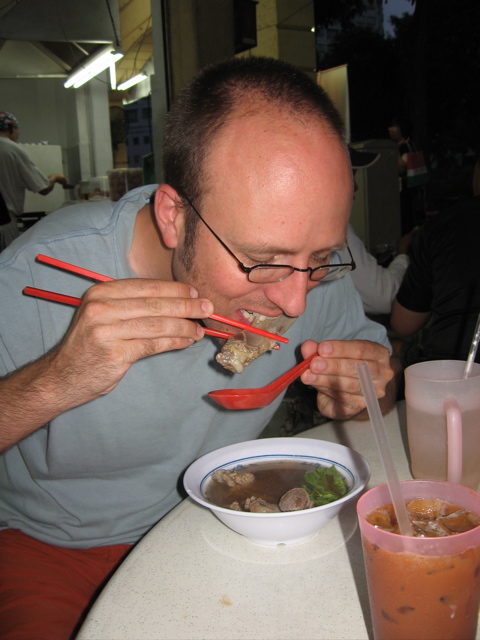 Eating bak kut teh
