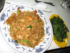 Fried rice, watercress