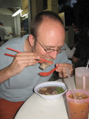 Eating bak kut teh